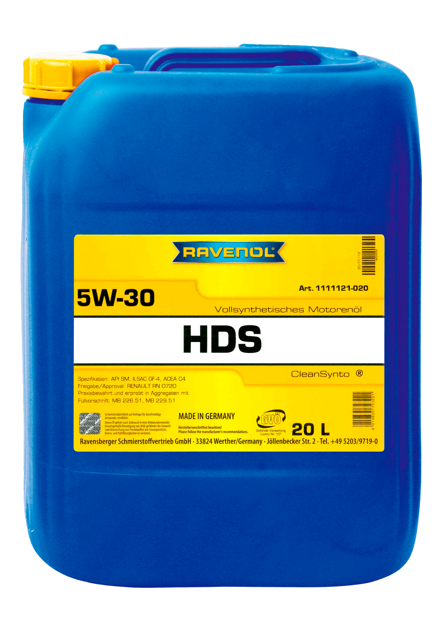 Моторное масло Ravenol HDS Hydrocrack Diesel Specific  5W-30, 20л